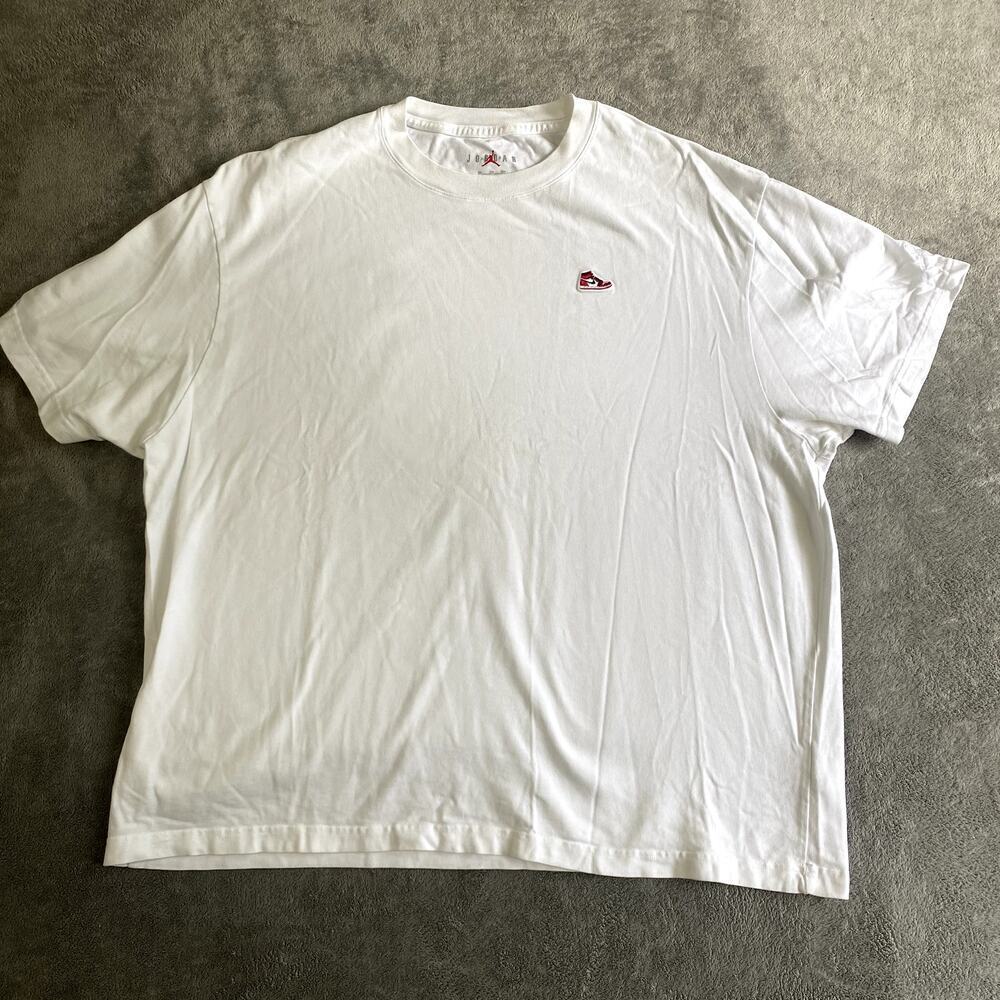 Nike Air Jordan Embroidered‎ Sneaker Patch Tshirt Men's XXL White Streetwear
